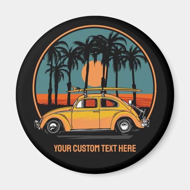 Custom Text Tropical Sunset Magnet (Front)