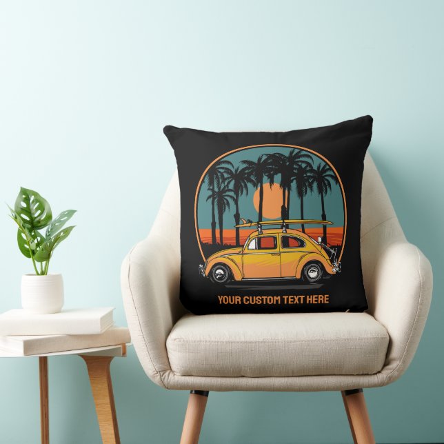 Custom Text Tropical Surfer Sunset Cushion (Chair)