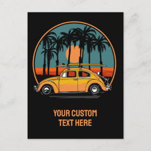 Custom Text Tropical Surfer Sunset Postcard
