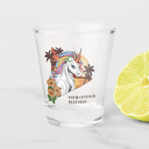 Custom Text Tropical Unicorn Shot Glass