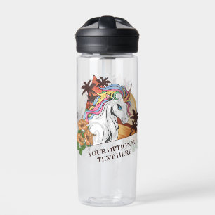 Custom Text Tropical Unicorn Water Bottle
