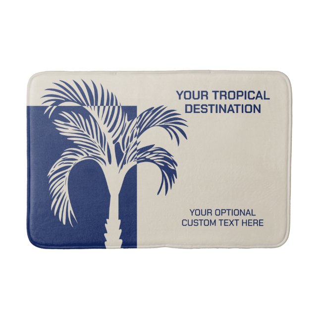 Custom Text Tropical Vacation Bath Mat (Front)