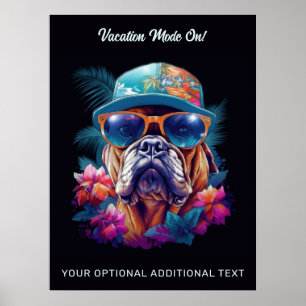 Custom Text Tropical Vacation Dog Poster