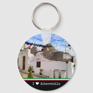 Custom text, trulli houses in Alberobello  Key Ring
