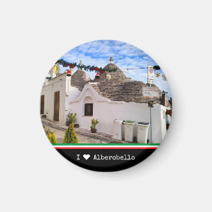 Custom text, trulli houses in Alberobello Magnet