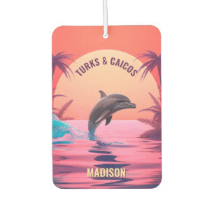 Custom Text Turks and Caicos Dolphin Car Air Freshener
