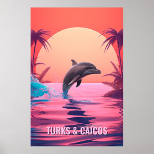 Custom Text Turks and Caicos Dolphin Poster