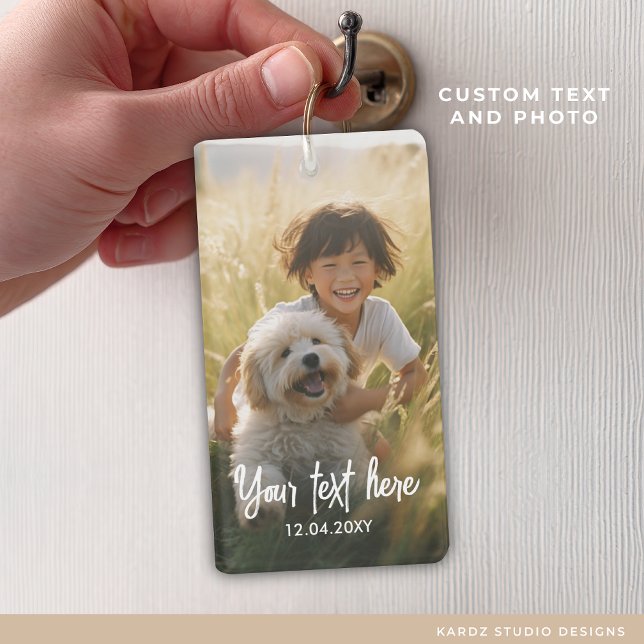 Custom Text Two Photo Keepsake Family Photo Key Ring (Creator Uploaded)