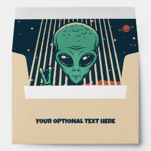 Custom Text UFO Alien Envelope