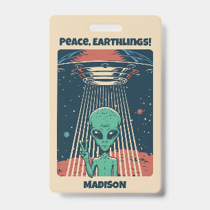 Custom Text UFO Alien ID Badge