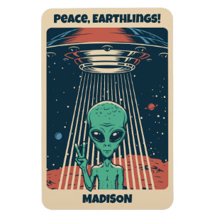 Custom Text UFO Alien Magnet