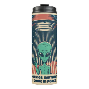 Custom Text UFO Alien Thermal Tumbler