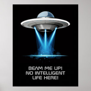 Custom text UFO Spaceship poster