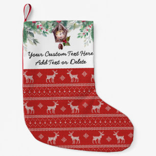 Custom Text. Ugly Christmas Sweater Reindeer Small Christmas Stocking
