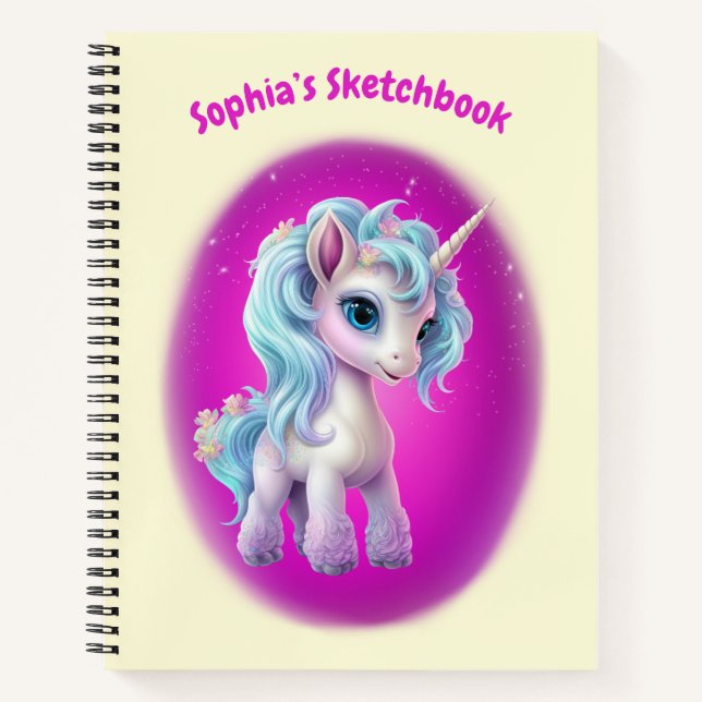 Custom text Unicorn notebook (Front)