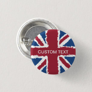 Custom Text Union Jack Flag Art by Heva Weva 3 Cm Round Badge