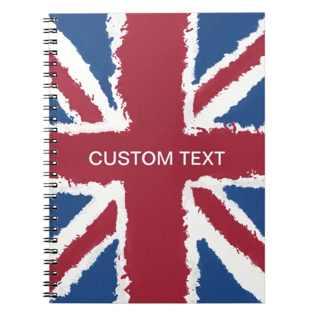 Custom Text Union Jack Flag Art by Heva Weva  Notebook (Front)