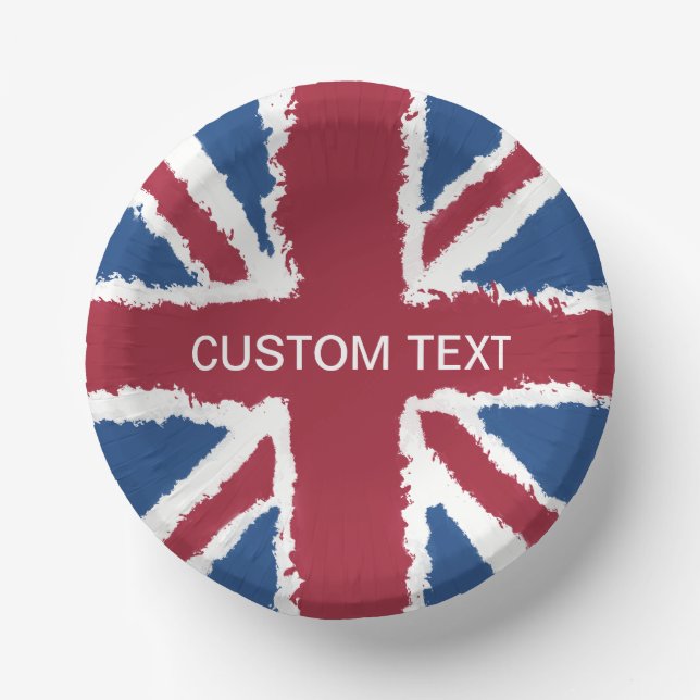 Custom Text Union Jack Flag Art by Heva Weva Paper Plate (Front)
