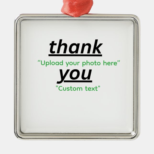 Custom Text & Upload Your Photo Personalized Metal Ornament (Front)