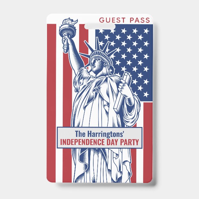 Custom text USA Independence Party badges ID Badge (Front)