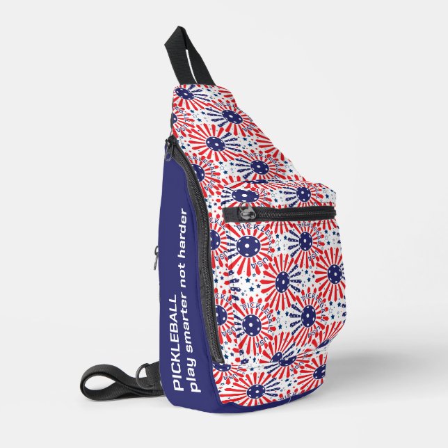 Custom text USA pickleball pattern  Sling Bag (Left Corner)
