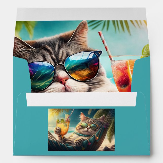 Custom Text Vacation Cats Envelope (Back (Bottom))