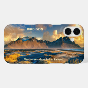 Custom Text Vestrahorn Mountains, Iceland iPhone 16 Plus Case
