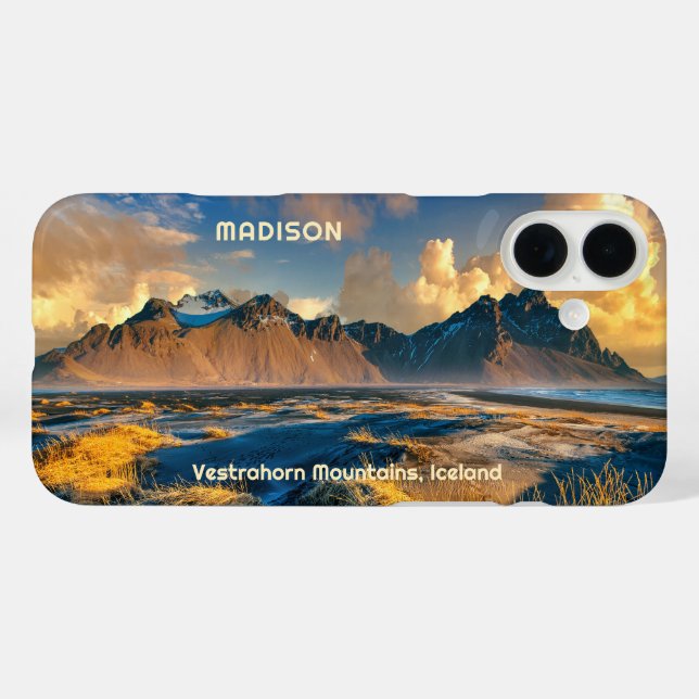 Custom Text Vestrahorn Mountains, Iceland Case-Mate iPhone Case (Back (Horizontal))