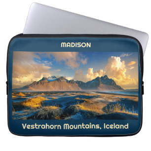 Custom Text Vestrahorn Mountains, Iceland Laptop Sleeve
