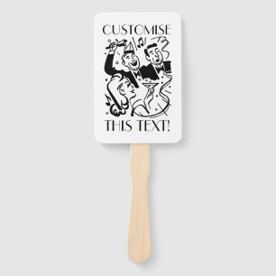 Custom Text Vintage Art Deco Cocktail Party Hand Fan