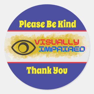 custom text - visually impaired symbol design classic round sticker
