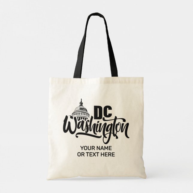 Custom Text Washington DC Tote Bag (Back)