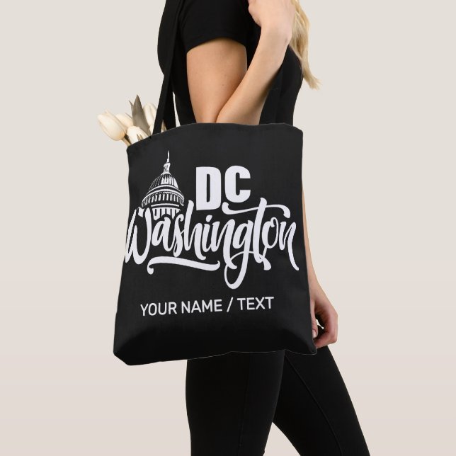 Custom Text Washington DC Tote Bag (Close Up)