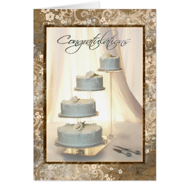Custom Text Wedding Cake Congratulations Card (Front)