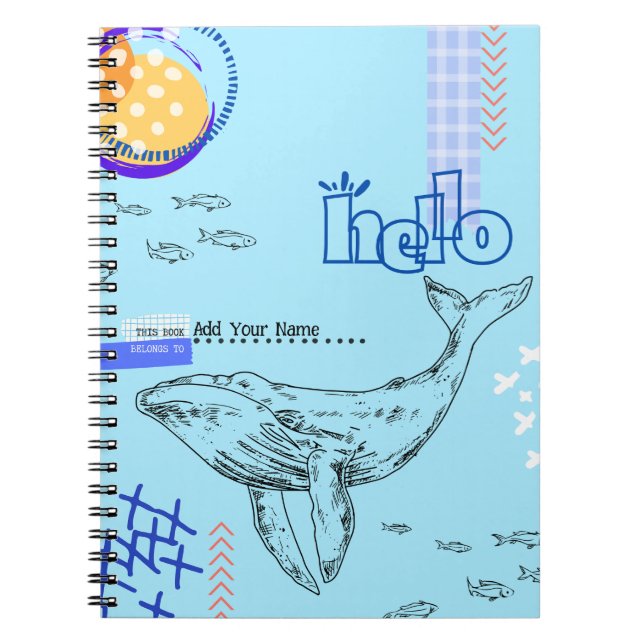 CUSTOM TEXT - Whale Collage Notebook (Front)