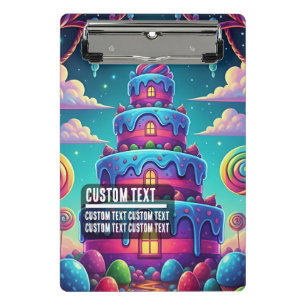 Custom Text Whimsical Candy Cake Illustration Mini Clipboard