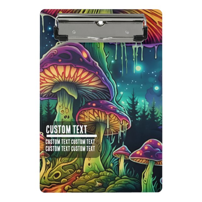 Custom Text Whimsical Mushroom Forest Fantasy Mini Clipboard (Front)