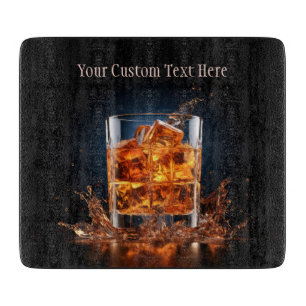 Custom Text Whiskey On The Rocks Cutting Board