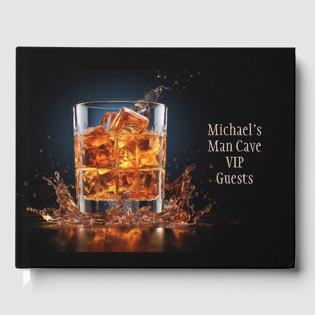 Custom Text Whiskey On The Rocks Guest Book (Front)