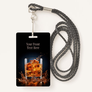 Custom Text Whiskey On The Rocks ID Badge