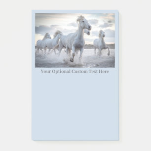 Custom Text White Horses Post-it Notes