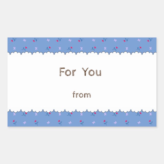 Custom Text Wild Rose Blue Gray Rectangular Seal (Front)