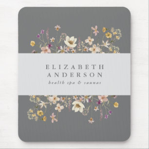Custom Text Wildflower Botanical Floral Mouse Pad