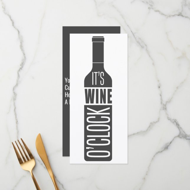 Custom text Wine Menu card (Front/Back In Situ)