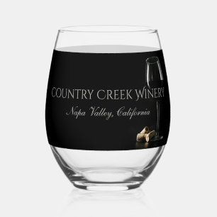 Custom Text Winery / Bartender Stemless Wine Glass