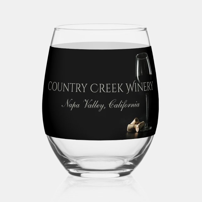 Custom Text Winery / Bartender Stemless Wine Glass (Front)