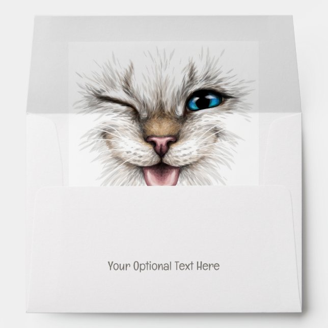 Custom Text Winking Cat Envelope (Back (Bottom))