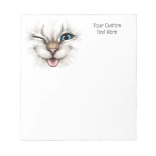 Custom Text Winking Cat Notepad