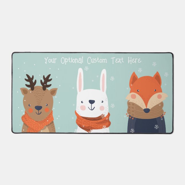 Custom Text Winter Animals 2/2 Desk Mat (Front)