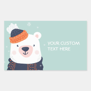 Custom text Winter Bear stickers